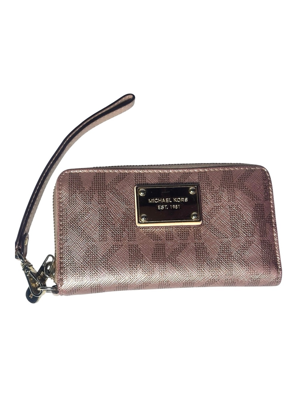 Michael Kors Rose Gold metallic pink wallet wristlet